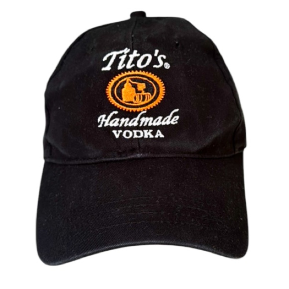 Tito’s Handmade Vodka black orange embroidered Texas adjustable baseball hat